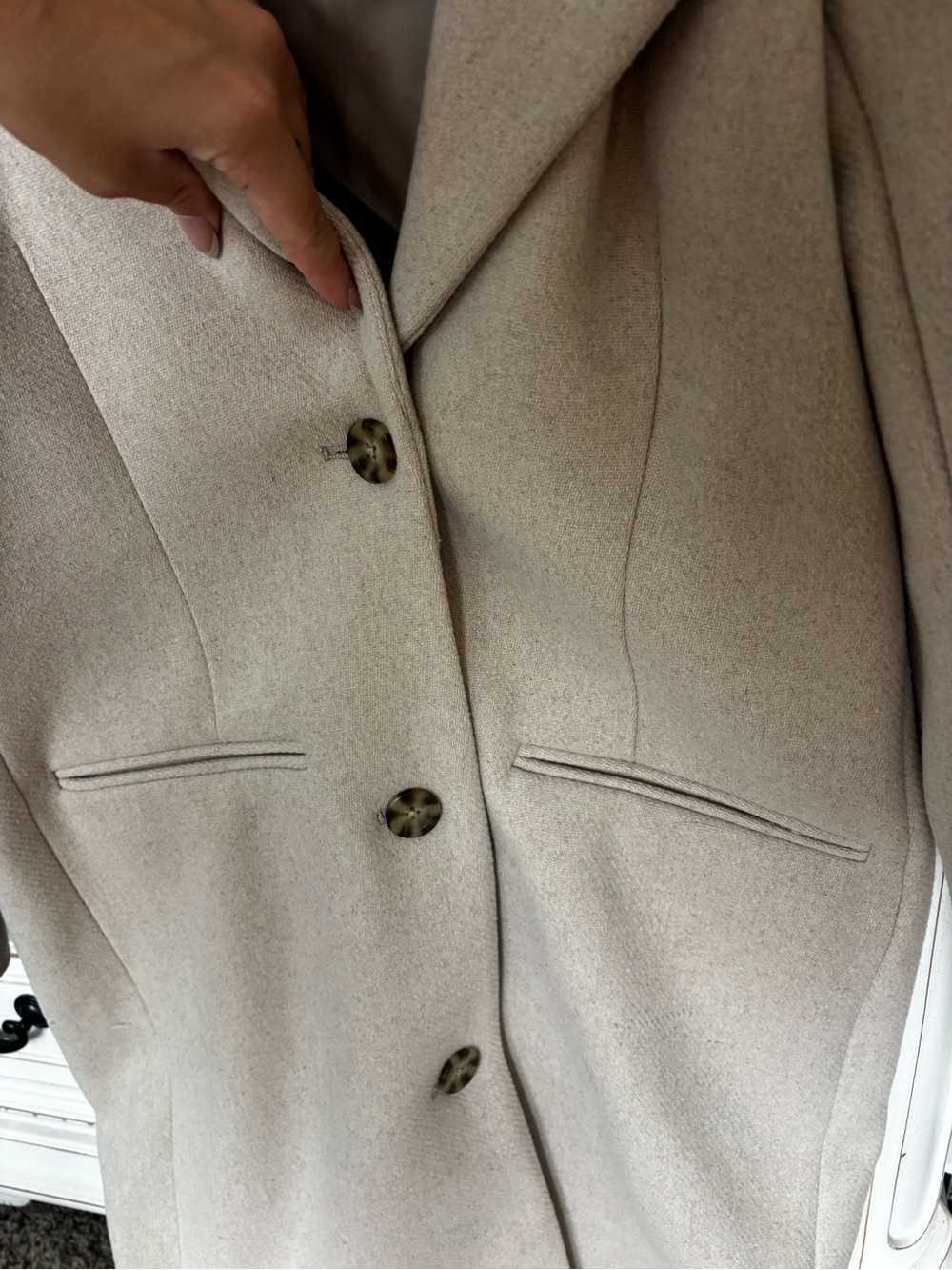 Abercrombie & Fitch Wool Blend Tan Long Length Coat w Removable Faux Fur Collar - Picture 8 of 16